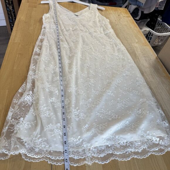 Ivory Lace Overlay Dress 2pc. Fairy Vintage Wedding By Rabbit Designs Misses 16 - Picture 14 of 16